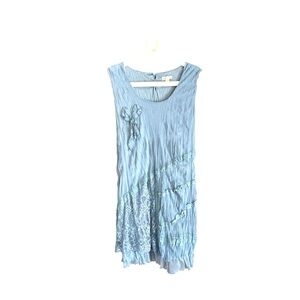 Puli Blue Textured Sleeveless Top
